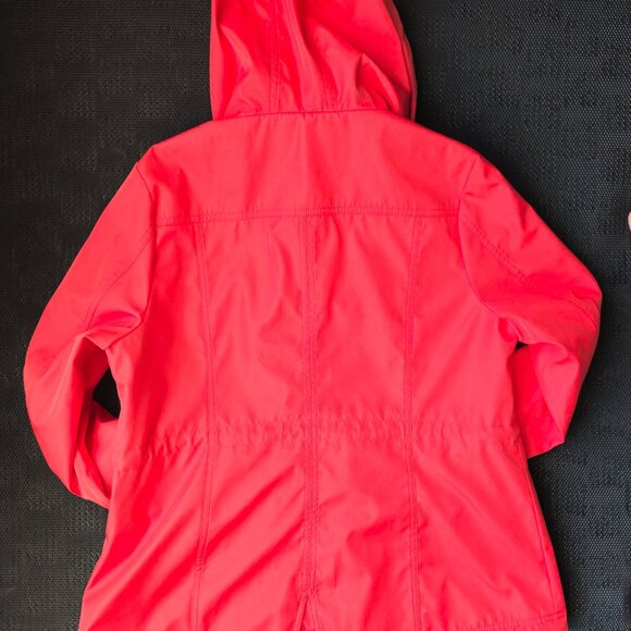 Guess Los Angeles Womens XL red windbreaker adjustable rain jacket full zip hood - Picture 9 of 16